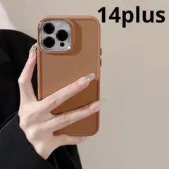 iPhone用ケース　カバー　ブラウン　14plus
