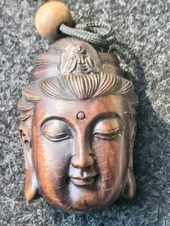 木彫 仏頭 根付 観音菩薩 彫刻 オブジェ