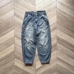 ZARA ダメージデニムパンツ ワイド テーパード EUR36 レディース