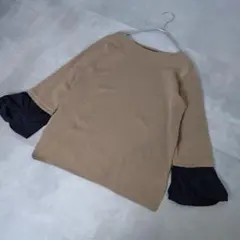 LOUNIE ルーニィ　バルーン袖切替ニットトップス フリル袖