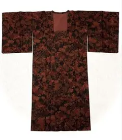 和装コート　着物　道行　厚手コート　赤　ボルドー　菊柄