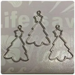 No.545 ② クリスマス ツリー レジン枠 ロジウム 5個セット