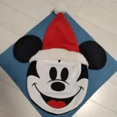ミッキーマウス サンタ帽子付きクッション