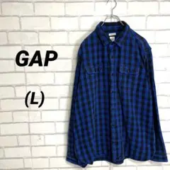 GAP ギャップ　ギンガムチェックシャツ　青黒　ブルー　アメカジ　L 秋物　冬物
