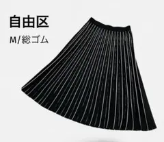 自由区/ストライプ柄 プリーツロングスカート 38サイズ 自由区 プリーツスカート ブラウン ストライプ ロング丈 38 M ニット