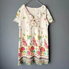 【美品】MINIMUM MINIMUM 花柄 半袖チュニック ワンピース フリル
