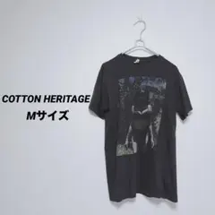 COTTON HERITAGE フォトプリント Tシャツ M 黒 ブラック 古着