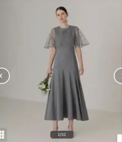 Leja Sサイズ グレー ボレロ付き オケージョンドレス 結婚式 お呼ばれ