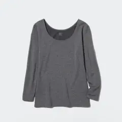 【美品】極暖ヒートテックコットン 長袖 Uネック M ダークグレー