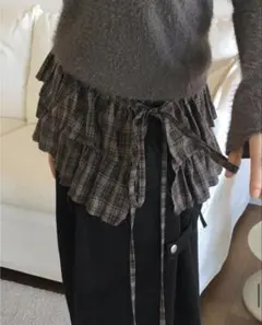ブラウン チェック柄 フリルミニスカート　nugu wonder wonder