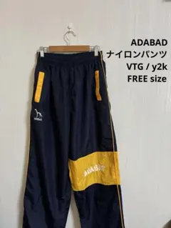 ADABAD アダバット ナイロンパンツ 刺繍ロゴ ネイビー イエロー y2kのサムネイル