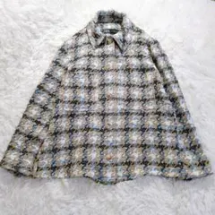 ZARA ザラ ツイード 襟付きジャケット XS チェック柄 ゴールドボタン 冬