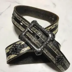 JADED LONDON スタッズ レザーベルト スネークスキン - メルカリ