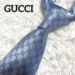 ✨希少✨GUCCI ネクタイ 高級シルク GG柄 総柄 ライトブルー