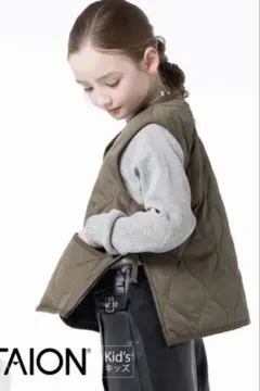 TAION キッズ　ミリタリーVネックジップ　ダウンベスト　タイオン