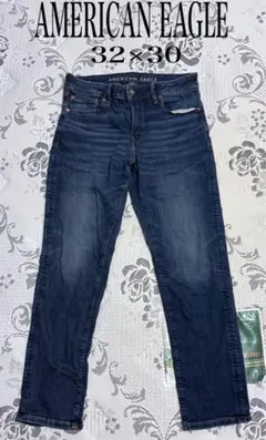 アメリカンイーグル　スリムストレートデニム　ジーンズ ブルー　32x30