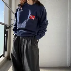 90s JERZEES 刺繍　スウェット ネイビー