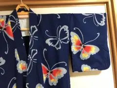 浴衣　レディース　紺色　蝶々