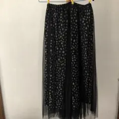 黒ドット柄チュールプリーツスカート 約80cm