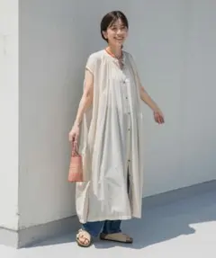 ボイルギャザーフレンチスリーブワンピース