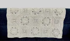 ハンドメイド　かぎ針編み　ブランケット ひざ掛け　モチーフ編み　ソファーカバー