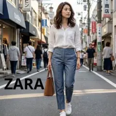 ZARA ライトブルー スラックス テーパードフィット A1007