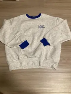 ロゴ刺繍 スウェット トレーナー グレー ブルー　mysa