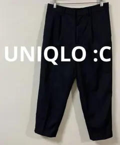 ユニクロシー　UNIQLO :C　タックワイドテーパードパンツ　M　ネイビー