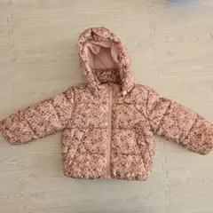 H&M92/2T花柄ダウンコート フード付き