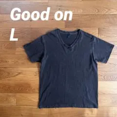 Good on アメリカ製 半袖Tシャツ すみ黒 Vネック ピグメント Lサイズ