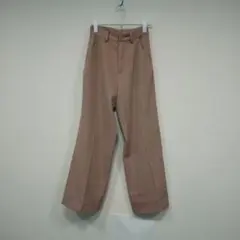 GRL センタープレス ワイドストレートパンツ 茶 S 春秋