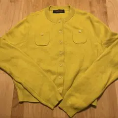 CABaN コットンカシミヤクルーネックカーディガン　イエロー