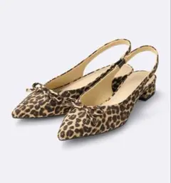 新品タグ付き☆GU ジーユー リボンバックベルトパンプス レオパードパンプス