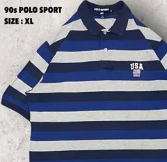 .90s POLO SPORT - マルチボーダー 半袖 ポロシャツ USA製