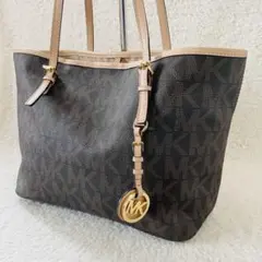 【美品】マイケルコース トートバッグ MK柄 肩掛け 茶色 通勤