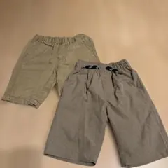 カーキ・グレーウエストゴム半ズボン2枚セット 110㎝　120㎝
