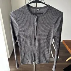 UNIQLO メリノリブクルーネックカーディガン XL グレー