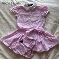 ラルフローレン 100 24M シャツワンピース　半袖　ピンク