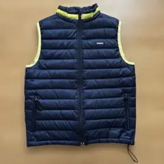 XLARGE ネイビー/イエロー ダウンベスト　キルティングベスト