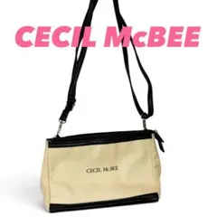 CECIL McBEE　キャンバス ショルダーバッグ アイボリー×ブラックのサムネイル