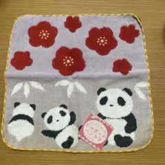 くろちく ジャガードハンカチ 親子パンダ