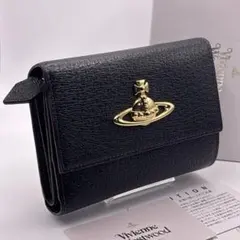 ヴィヴィアンウエストウッド 折り財布 黒 レザー オーブ