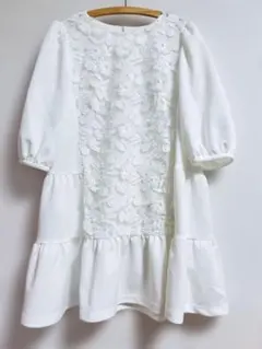 【ローズティアラ】38 チュニック　ブラウス　カットソー　白　ワンピース