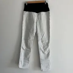 マタニティパンツ S ホワイトデニム　ストライプ