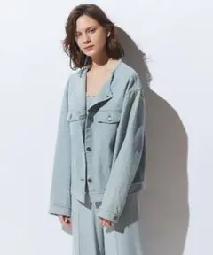 美品　デ プレ ソフトデニムノーカラージャケット
