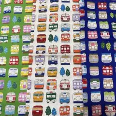 COSMO でんしゃ はぎれ カットクロス 綿プリント生地 まとめ売り3色(大)