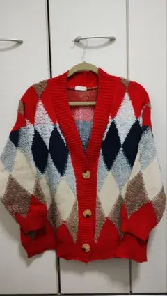 INOLVE　ダイヤモンドパターン柄　カーディガン　フリーサイズ