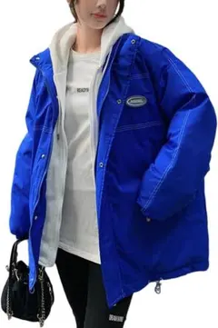 ダウンジャケット レディース 重ね着風 フード付き 中綿 コート カジュアル