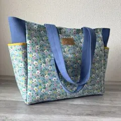 ✢︎ キャスキッドソン　サイドポケット付きトートバッグ　小花柄　ハンドメイド✢︎
