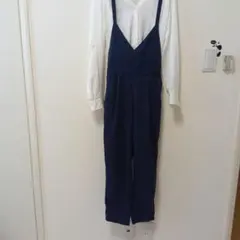 ♥EASTBOY♥ネイビー サロペット Vネック ウエストゴム